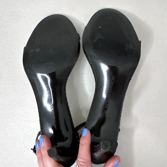 Banana Republic Strappy Sandals Snake-Embossed Black Women's Size 8 Heels - Picture 6 of 8